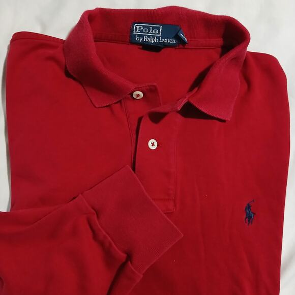 Polo by Ralph Lauren Men's Large Red Long-Sleeved Polo Shirt W/Pony 100% Cotton - Picture 1 of 11